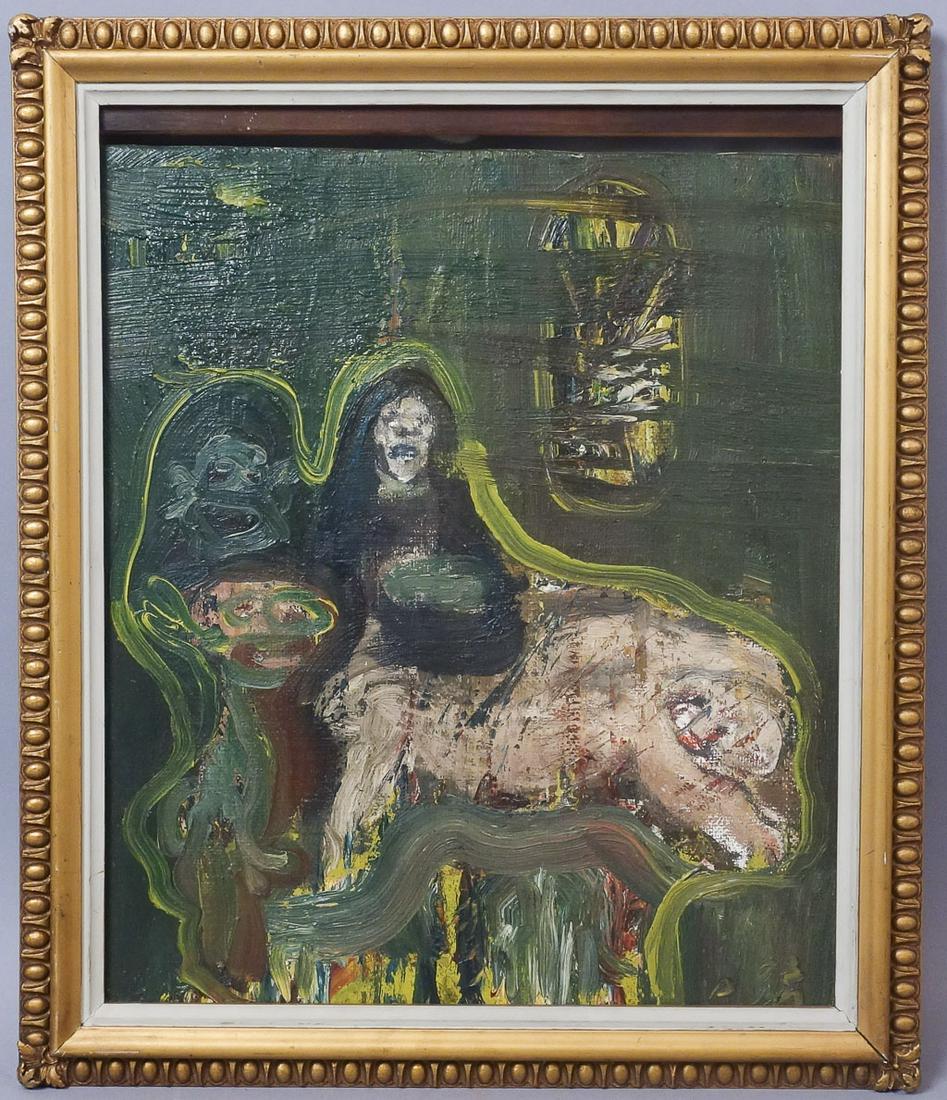 Adolf Benca Abstract Pieta Oil Painting: Adolf Benca (b. 1959)-Born in Bratislava, Adolf Benca and his family immigrated to the United States in 1969. Benca studied fine arts at the Cooper Union for the Advancement of Science and Art, and re