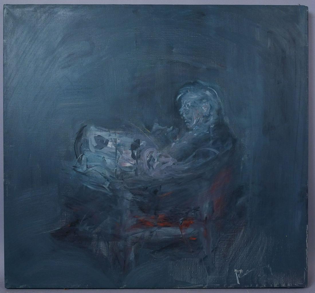 Large Adolf Benca Abstract Oil On Canvas 1982: Adolf Benca (b. 1959)-Born in Bratislava, Adolf Benca and his family immigrated to the United States in 1969. Benca studied fine arts at the Cooper Union for the Advancement of Science and Art, and re