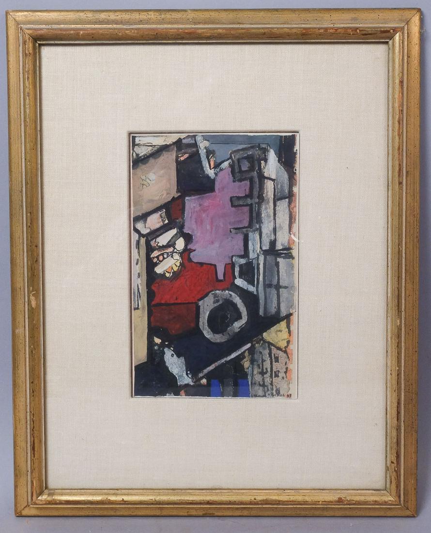 Koloman Sokol Signed Abstract Painting 1967: Koloman Sokol (1902-2003) Born in northern Slovakia in 1902, Sokol studied under Max Svabinsky and Tavik Frantisek Simon at the Acadmy of Fine Arts in Prague and under Frantisek Kupka in Paris. From 1