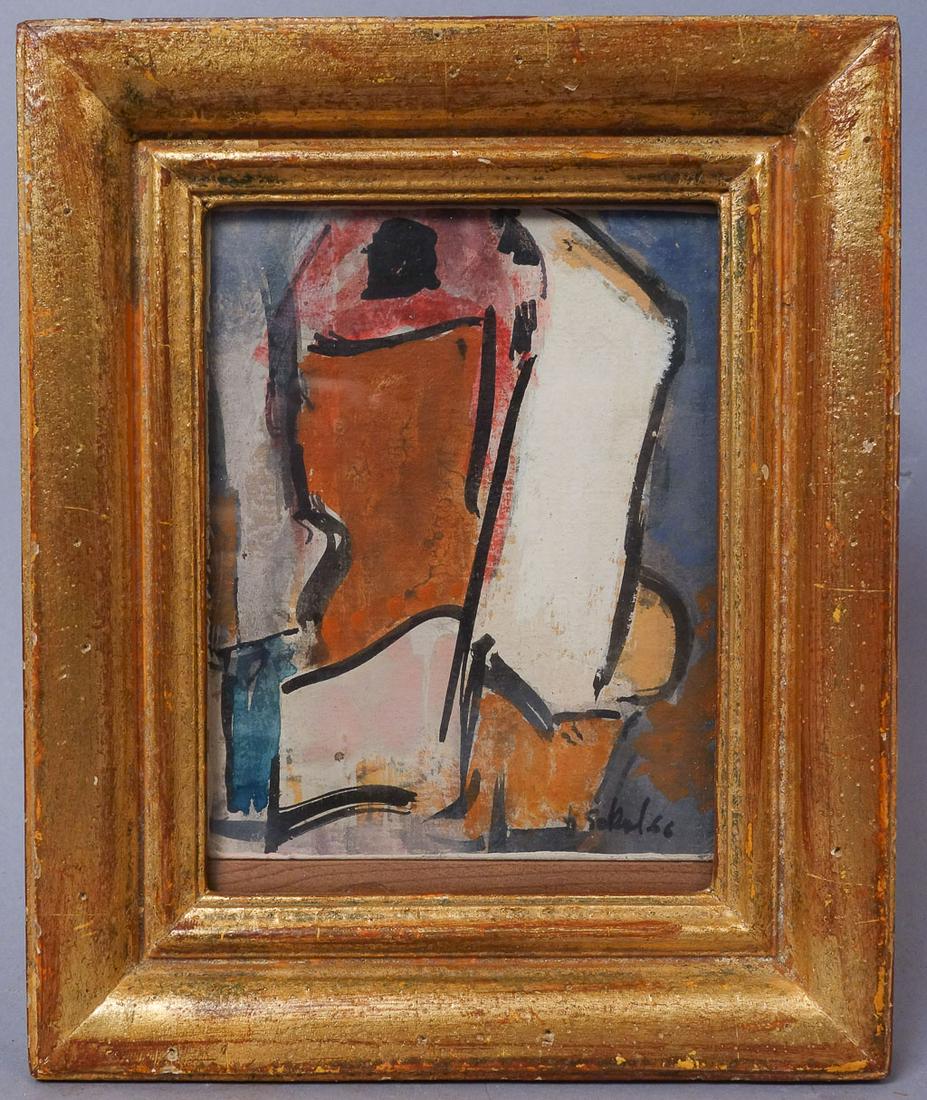 Koloman Sokol Oil On Board Miniature Painting 1966: Signed "Sambo" Ink drawing Two Riders 1976 with 2 Seals. Koloman Sokol (1902-2003) Born in northern Slovakia in 1902, Sokol studied under Max Svabinsky and Tavik Frantisek Simon at the Academy of Fine