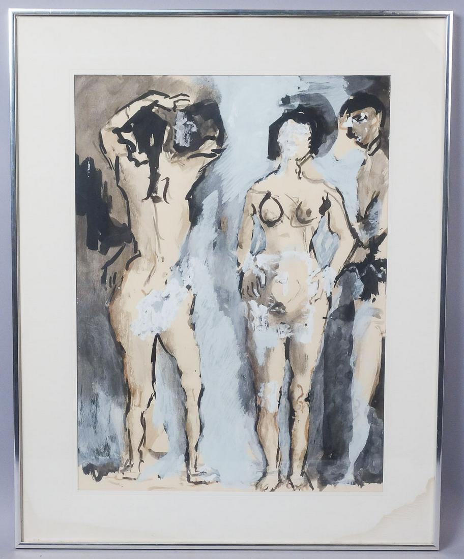 Koloman Sokol Signed "Sambo" Painting Three Nudes: Signed "Sambo" painting of three nudes. Koloman Sokol (1902-2003) Born in northern Slovakia in 1902, Sokol studied under Max Svabinsky and Tavik Frantisek Simon at the Academy of Fine Arts in Prague a