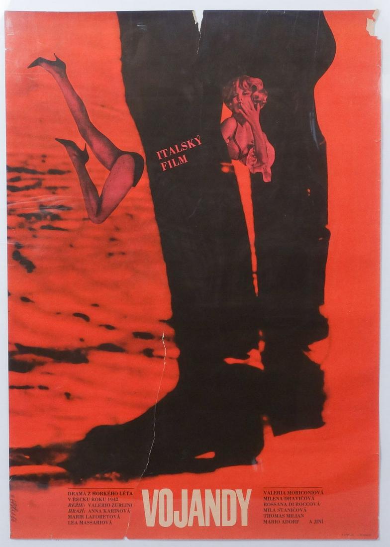 Zdenek Ziegler Poster "Vojandy" Film La Soldatesse: Zdenek Ziegler (Czech, b. 1932) Czechoslovakian film poster for the Italian Film "La Soldatesse (The Camp Followers)".Copyrighted 1966. Measurements: 22 1/2 x 32