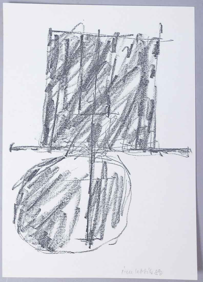 Jan Kotik Signed Abstract Drawing 1980: Jan Kotik (Czech, 1916-2002) Measurements: 8 1/4" x 11 3/4"