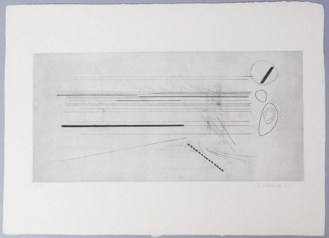 Karel Malich Signed Etching "Composition" 1965 3/50: Signed abstract print by Karel Malich (Czech, 1924-2019) titled "Composition" 1965. Limited Edition 3/50 Measurements: 15" x 20 1/2"
