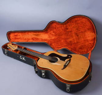 Classic Vintage Fender 02608 King Acoustic Guitar: This is a Fender 02608 King acoustic guitar with case. guitar: 42" x 15 1/2" x 4 1/2" case: 45" x 17 1/4" x 5 14"