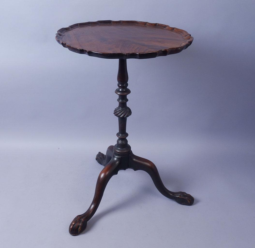 Period Chippendale Mahogany Clawfoot Shell Edge Stand: Period Chippendale Mahogany Clawfoot Shell Edge Stand Height 28", top: 19 1/2" x 19"