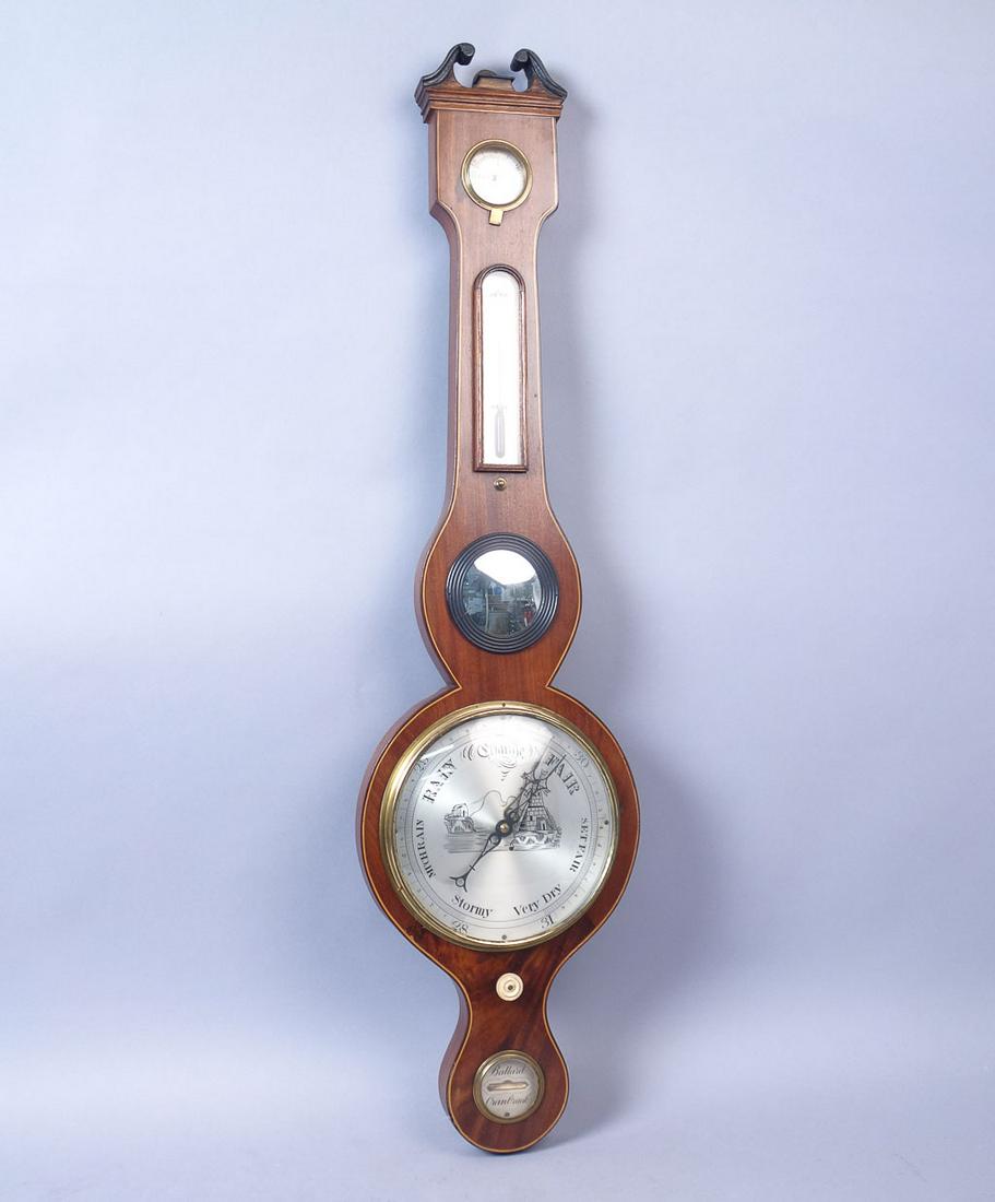 Antique English Ballard Cranbrook Mahogany Barometer: A fine antique barometer by English makers Ballard Cranbrook. 38" x 10" x 1 1/4"