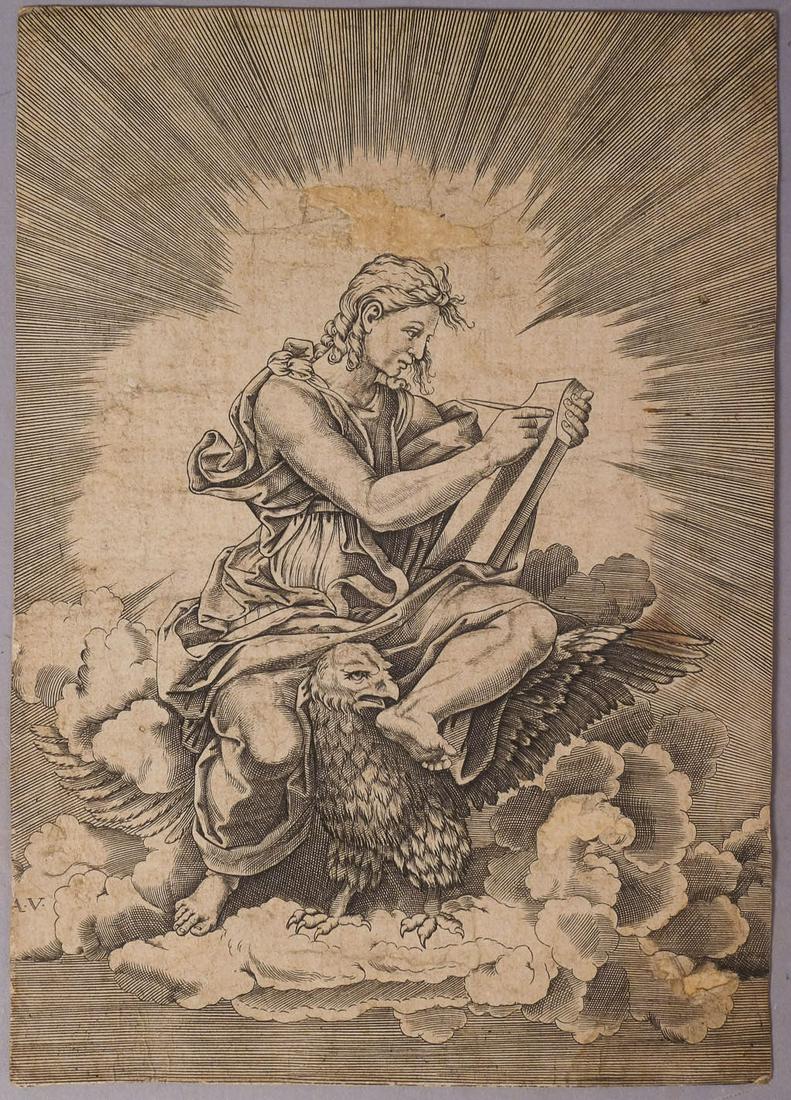 St. John Etching after Giulio Romano 16c (1 of 2)