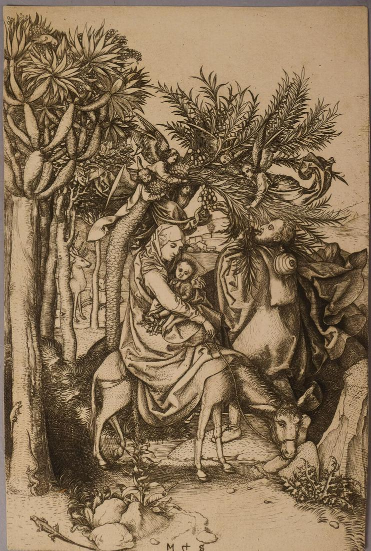 Martin Schongauer Etching "Flight into Egypt" (1 of 3)