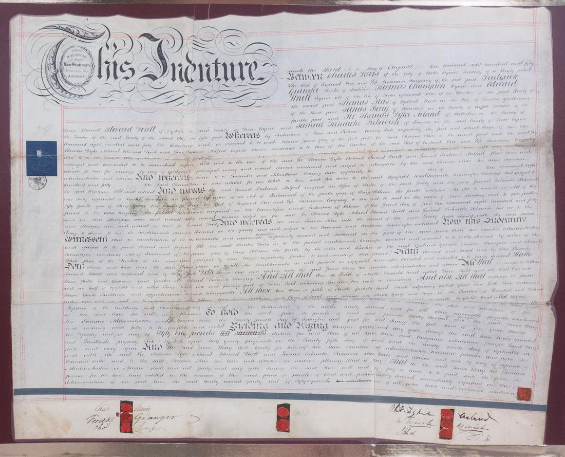 Lg 1840 Exeter England Vellum Wax Seal Document (1 of 3)