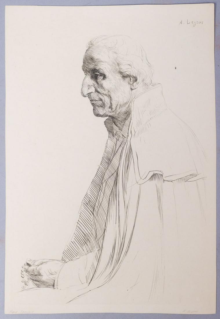Alphonse Legros Signed Etching "Aged Spaniard" (1 of 3)