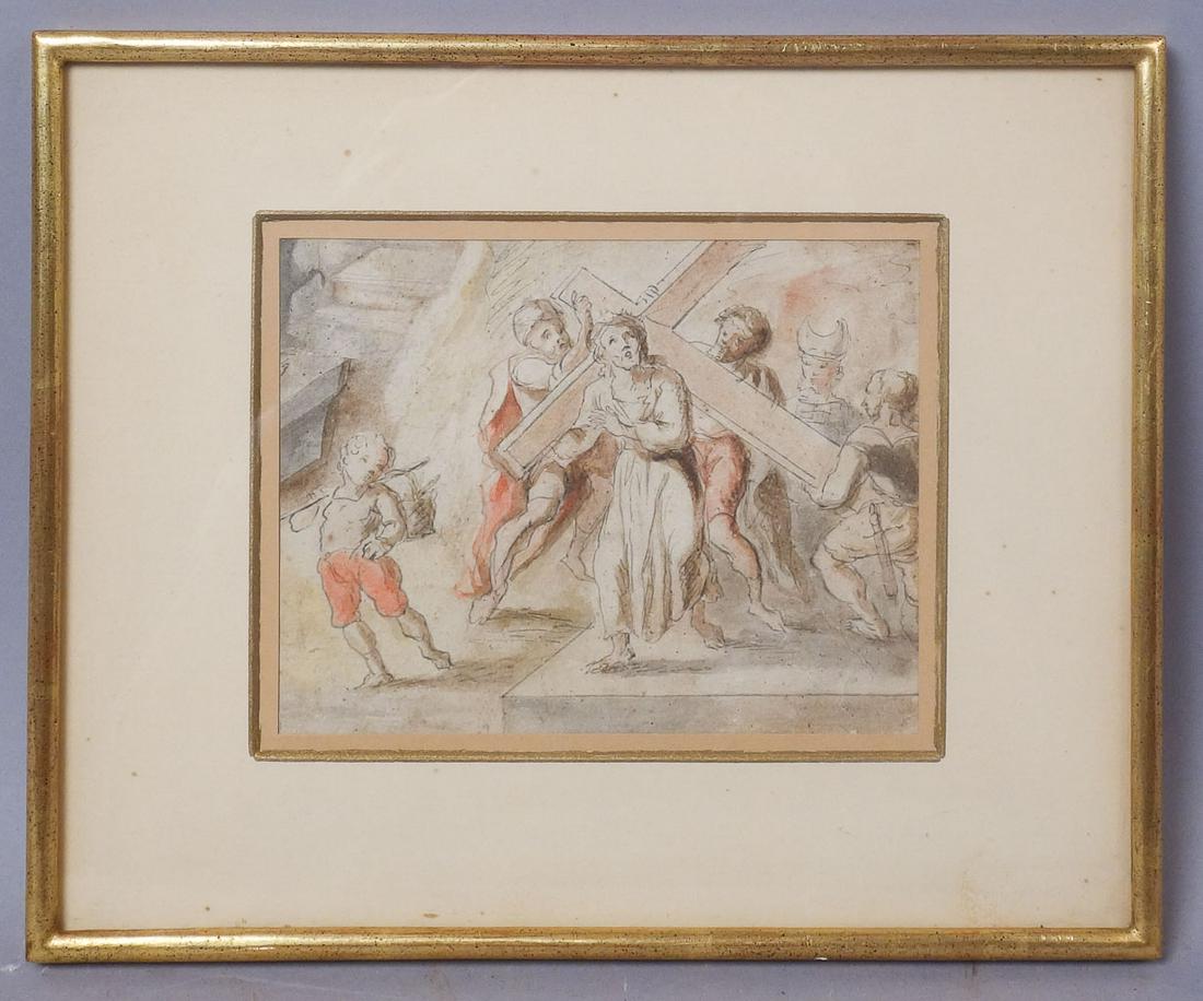 Unsigned Drawing of Jesus Carrying the Cross (1 of 2)