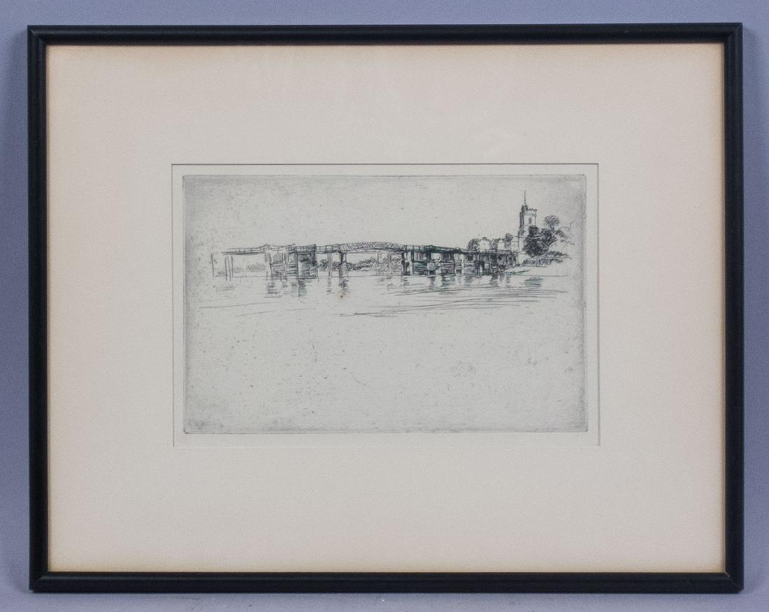 Orig 19c J.A.M. Whistler Etching Little Putney Bridge (1 of 4)