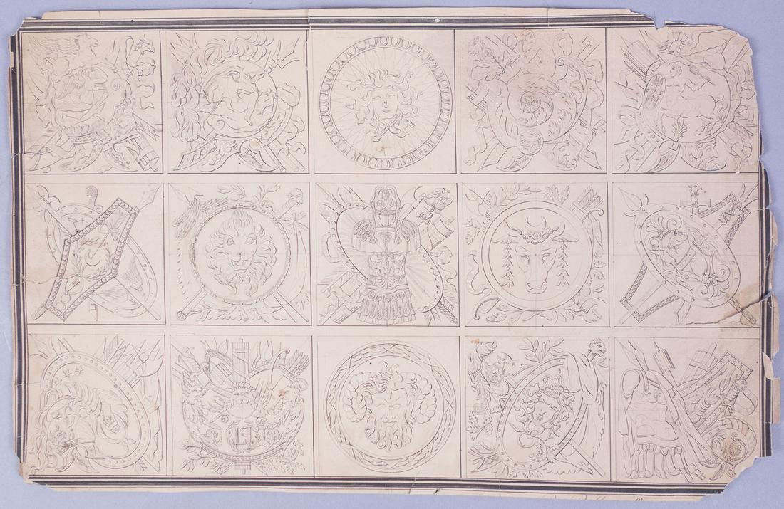 Early 19c Old Master Drawing Armor Decorations Billore (1 of 13)