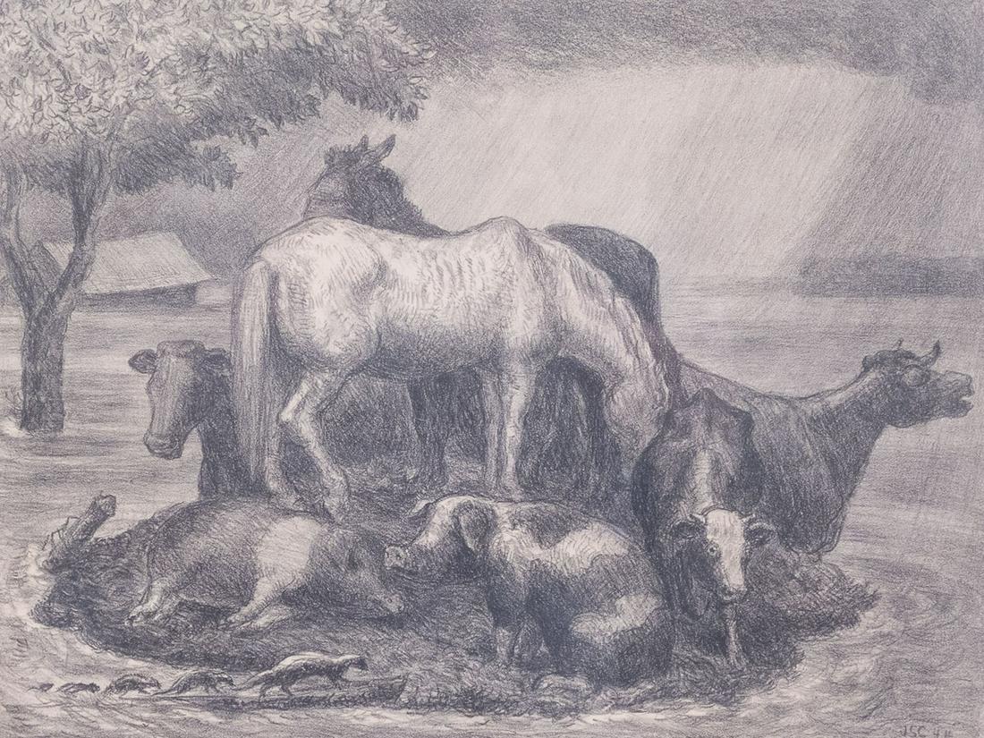 Signed John Steuart Curry Orig Lithograph Sanctuary (1 of 5)