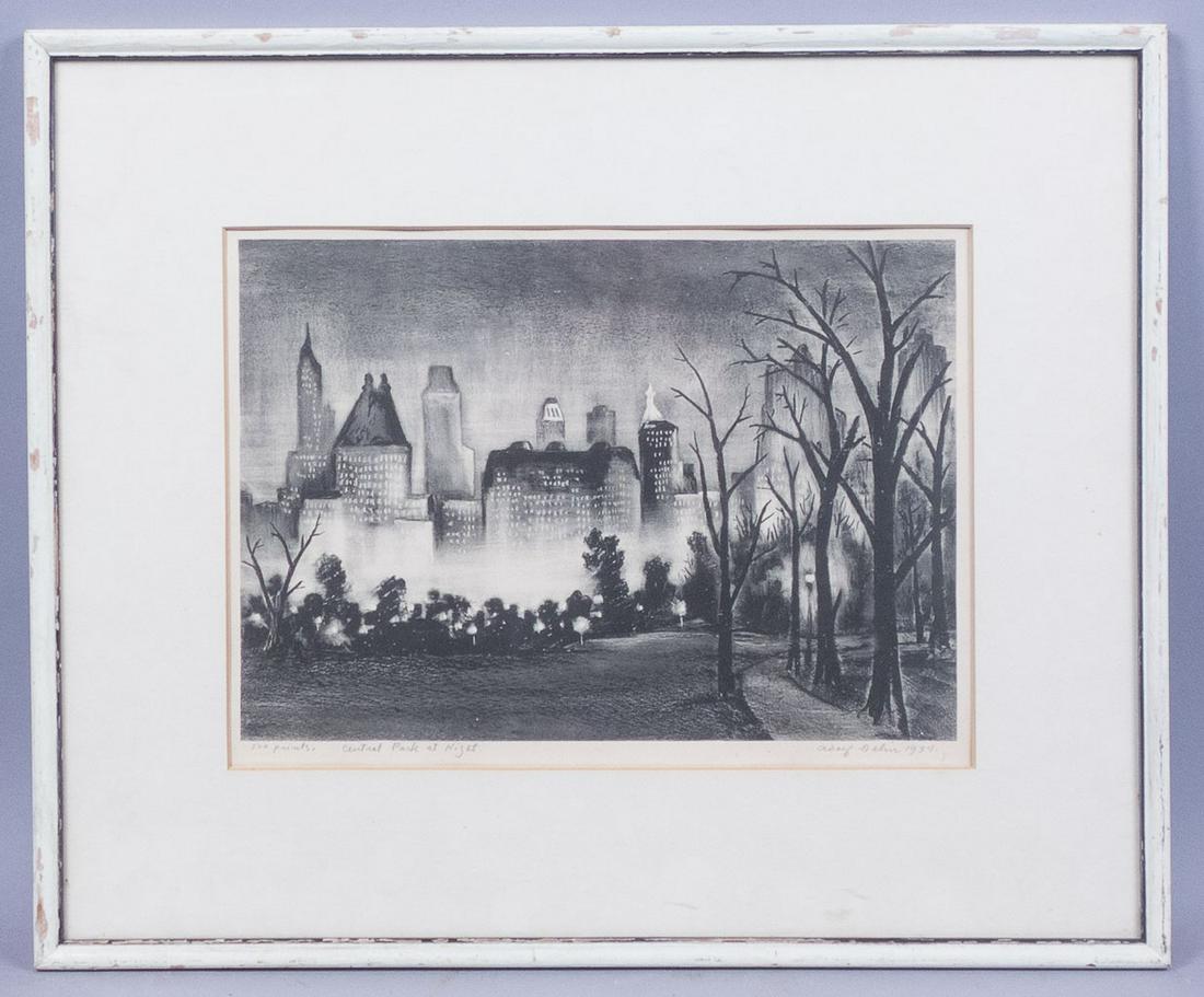 1934 Signed Adolf Dehn Central Park at Night Lithograph (1 of 7)