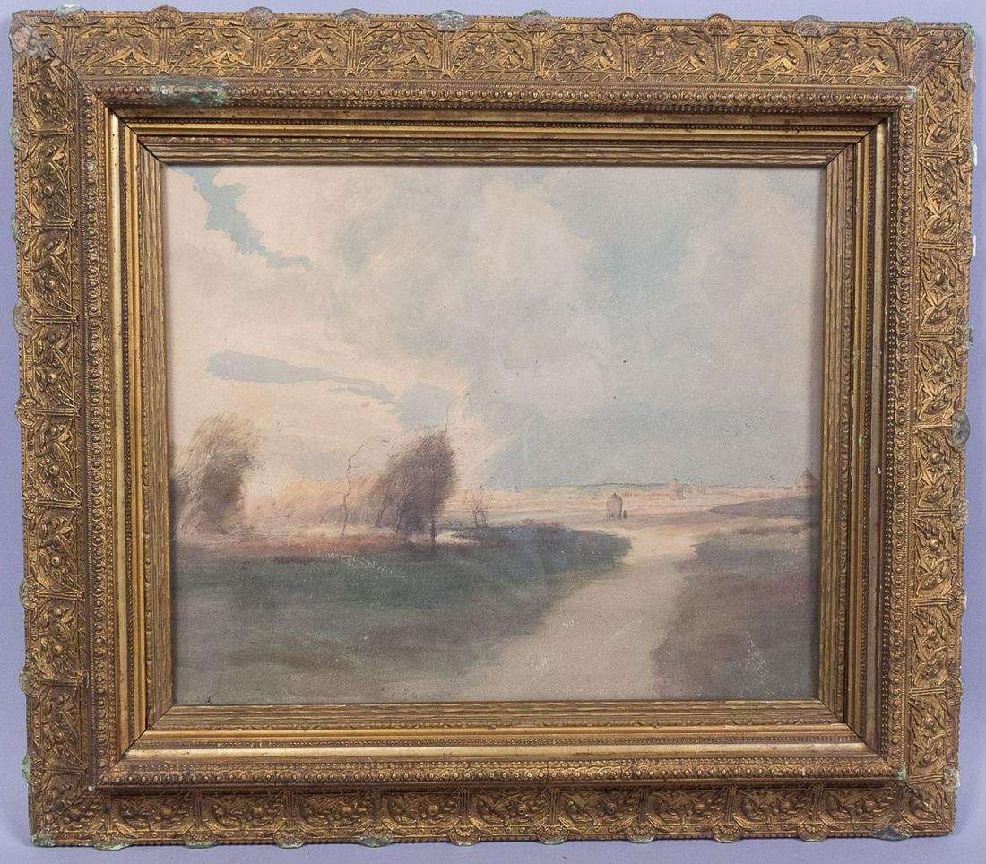 c1900 Landscape Dust Plains Painting C Harry Allis (1 of 3)