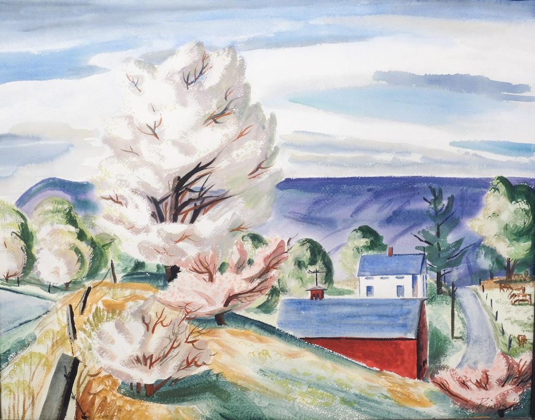 1937 L Biggs WPA Original Watercolor Painting Signed (1 of 4)