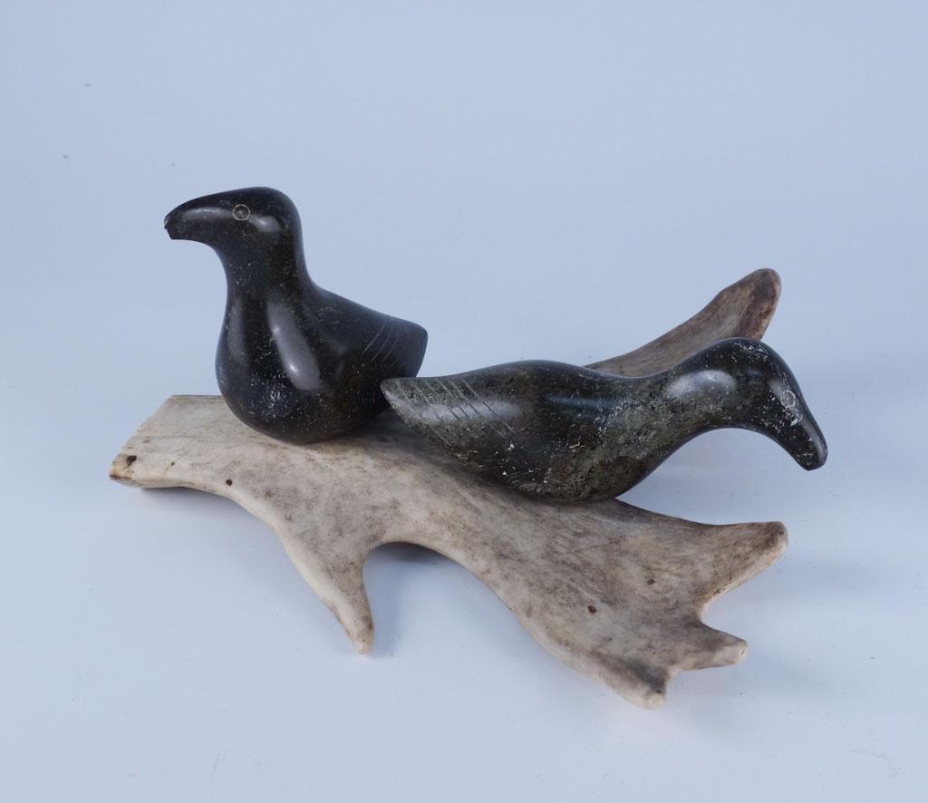 Signed Hand Carved Stone Sculpture of Two Ducks (1 of 10)
