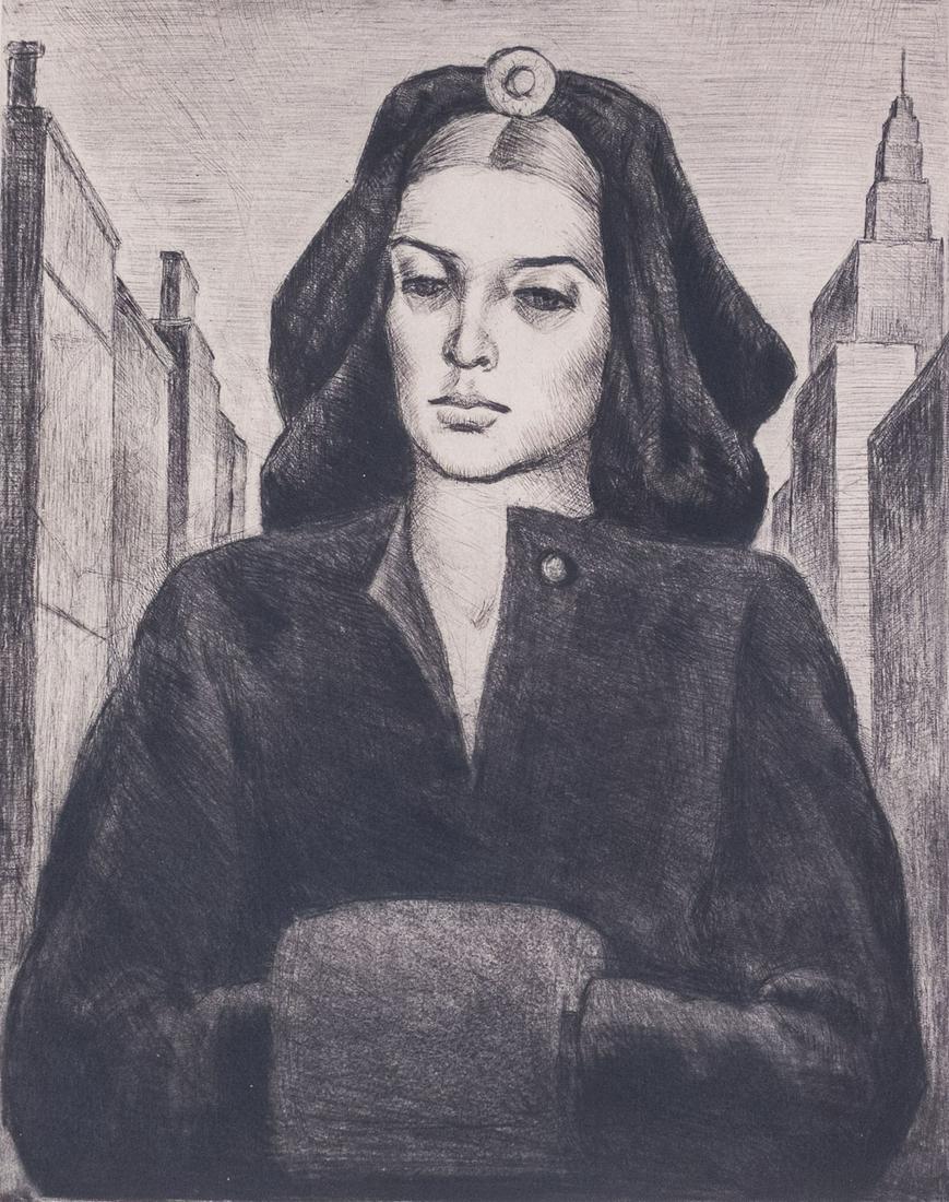 Roselle H Oak Signed Etching Mid Century Urbanite (1 of 5)