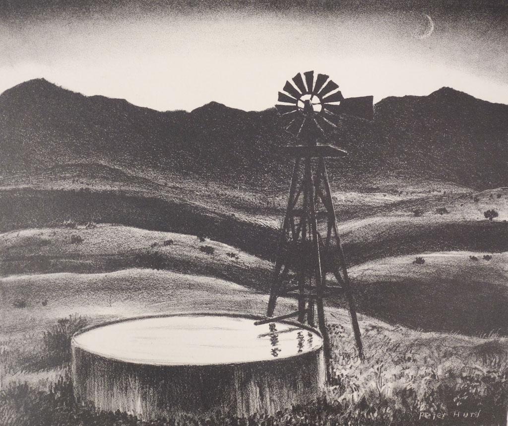 Peter Hurd Western Print Windmill & Well at Night (1 of 5)