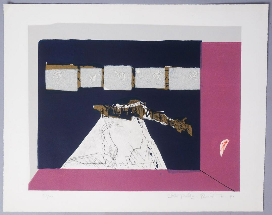 Signed Abstract Figures Print 1970 22/100 (1 of 3)