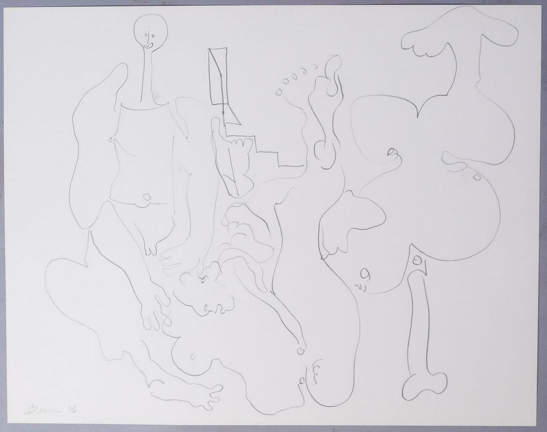 Adolf Benca Signed Abstract Pencil Drawing 1986 #3 (1 of 3)