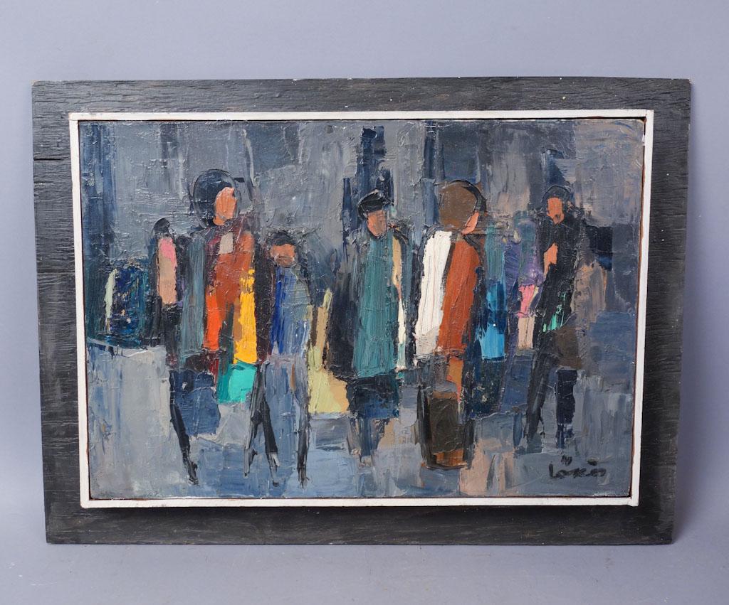 MCM Signed Stefan Lokos Modernist Abstract Painting (1 of 4)