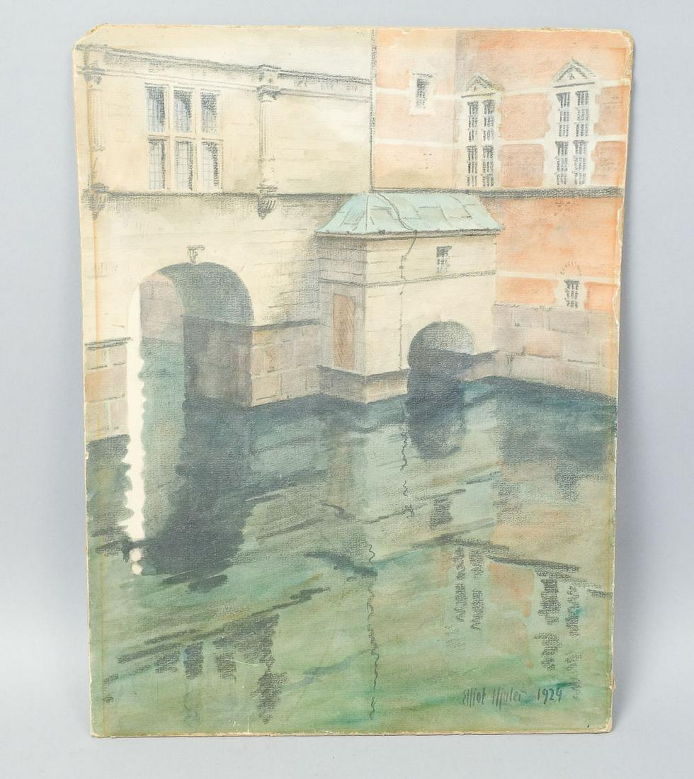 Graphite Watercolor E Hjuler Architectural Painting (1 of 6)