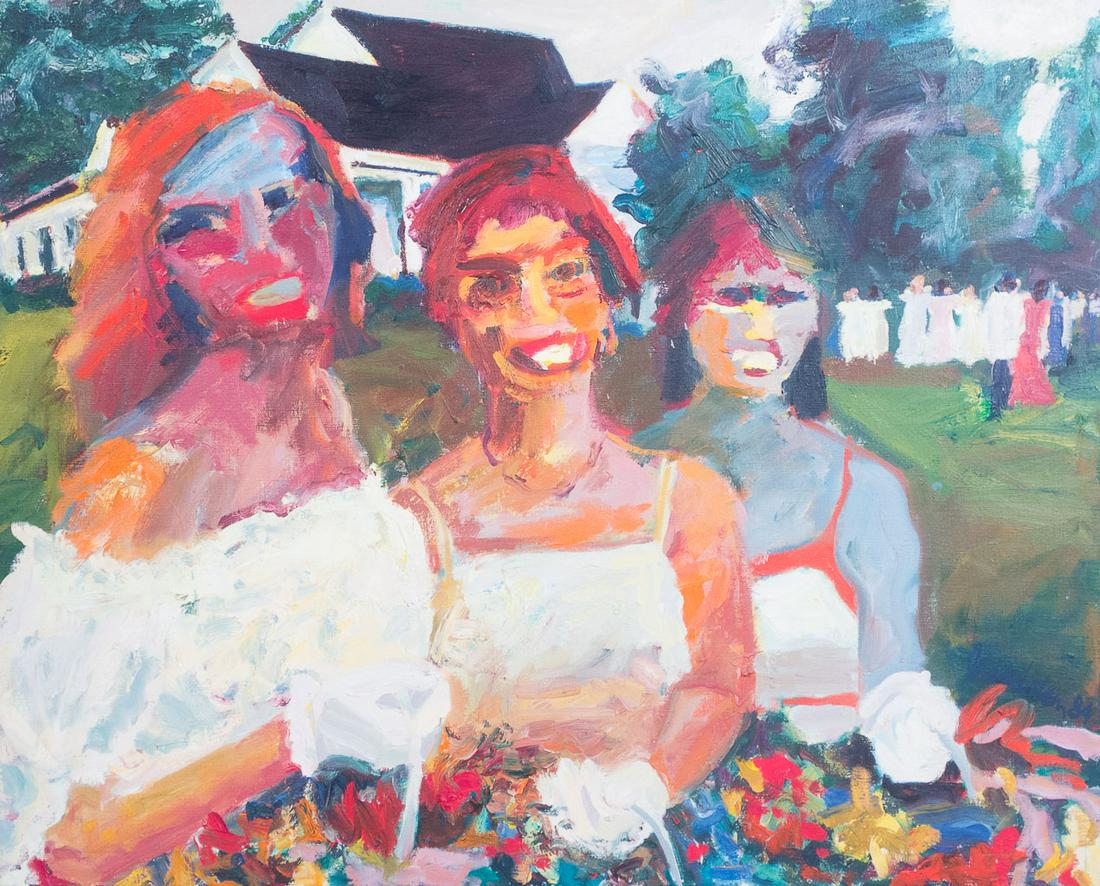 Signed Abstract Large Painting 3 Bridesmaids Goldstein (1 of 3)