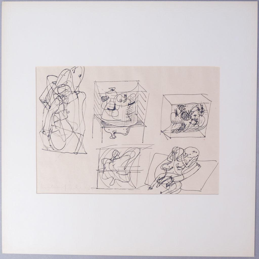Lothar Fischer Signed Original Ink Drawing 1966 (1 of 3)