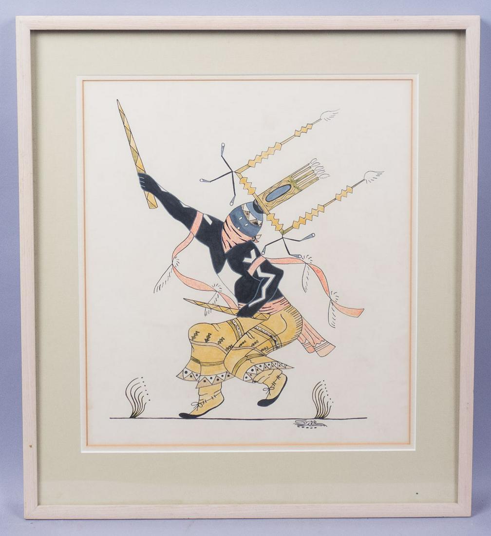 Signed Starr Native American Painting Ritual Dance (1 of 3)