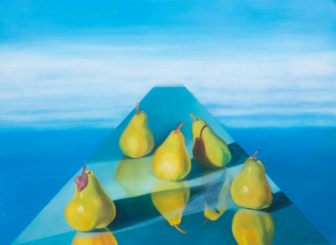 Alice Beamish Abstract Painting Pear Pyramid Ocean Sky (1 of 5)