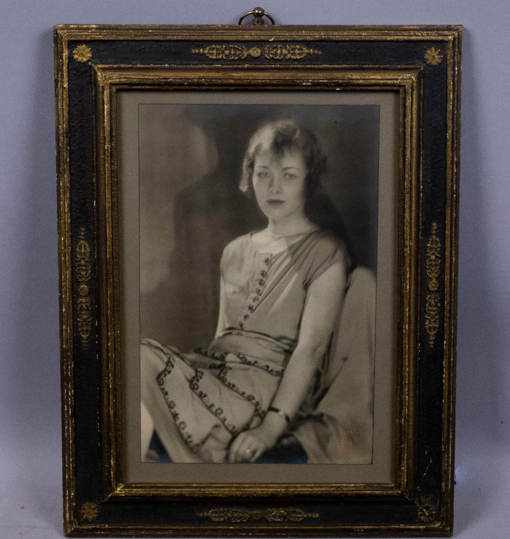 Original Signed Man Ray Photograph of Young Woman: This is framed original signed photograph by visual artist Man Ray (American 1890-1976). The photo, taken in Paris, France, features Carolyn Caldwell. Though born in America, Man Ray spent the majorit