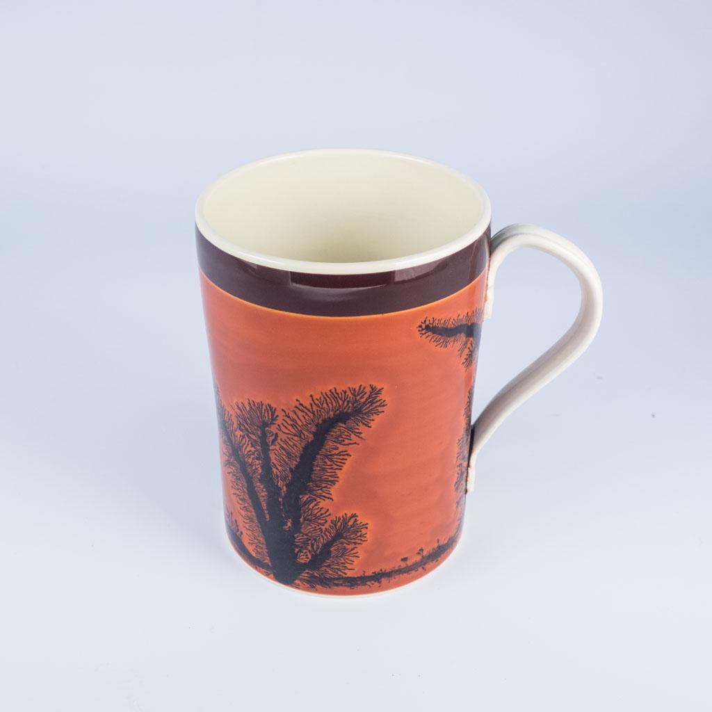 Don DG Carpentier Mochaware Pottery Mug: This is a large mochaware mug was crafted by Don G. Carpentier (American, 1951-2014), a potter known for producing exceptional and sought after 20th century renditions of early English pottery. Please