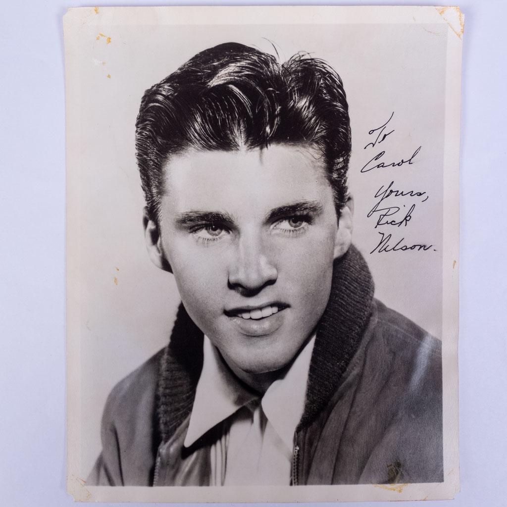 Autograph Signed Photograph of Rick Nelson: An autographed signed portrait photograph of American singer Rich Nelson. We guarantee the authenticity of all autographs for the lifetime of the buyer. 10 x 8"