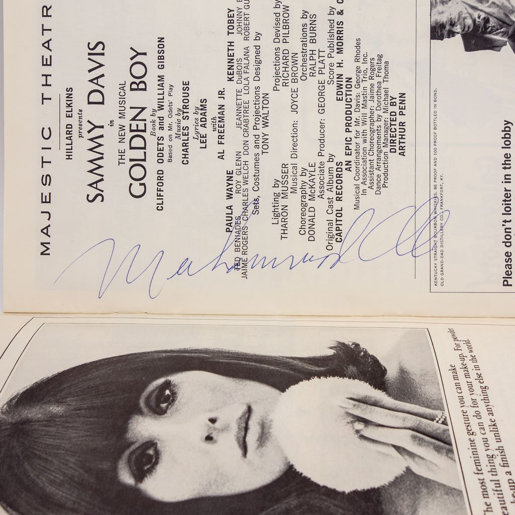 Muhammad Ali Autograph Playbill "Golden Boy" PSA/DNA: This is an estate found Broadway playbill program signed by American boxer and activist Muhammad Ali. The blue ink original signature is on the Majestic Theater presentation page for the musical Golde