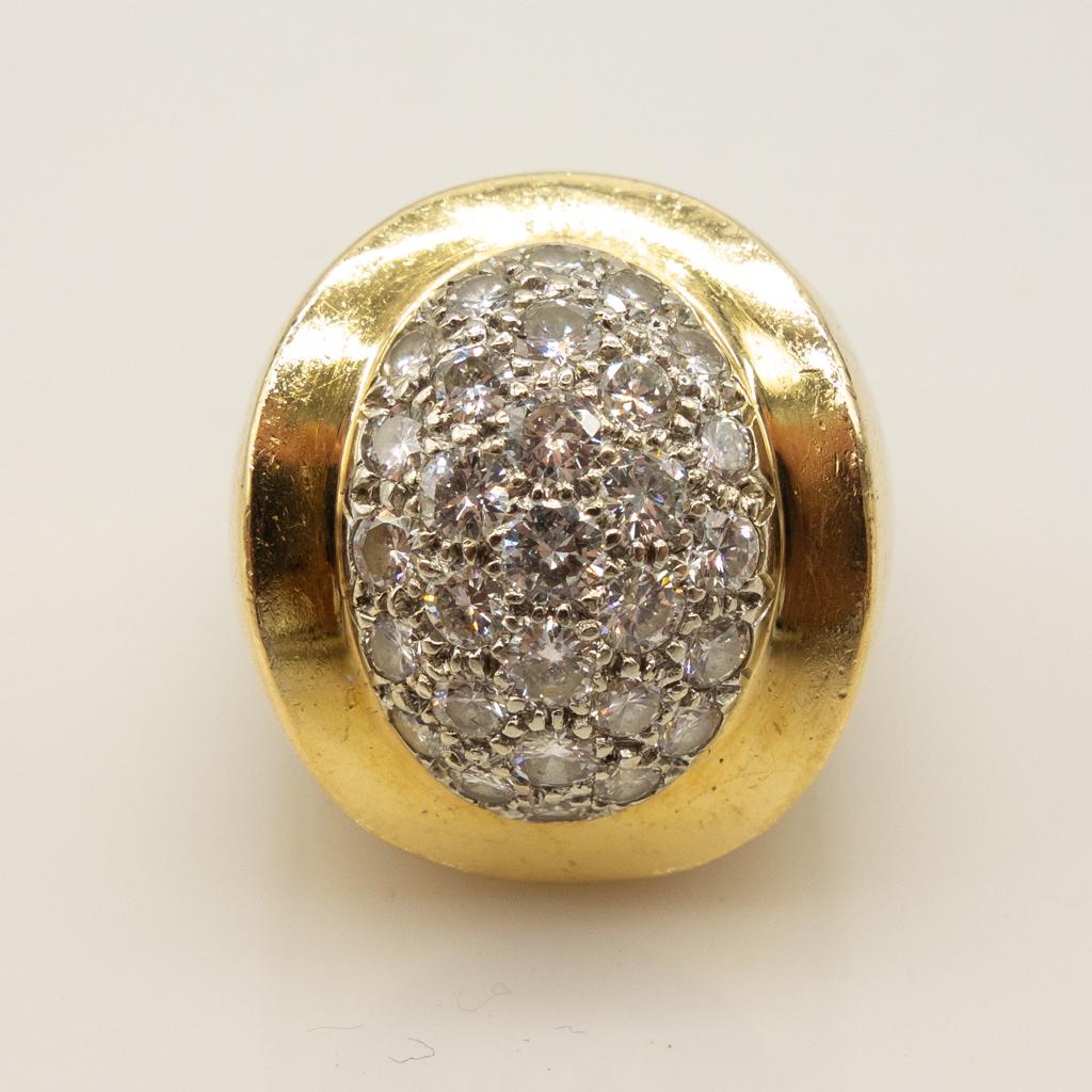 Retro Yellow Gold and Pave Diamond Ring (1 of 5)