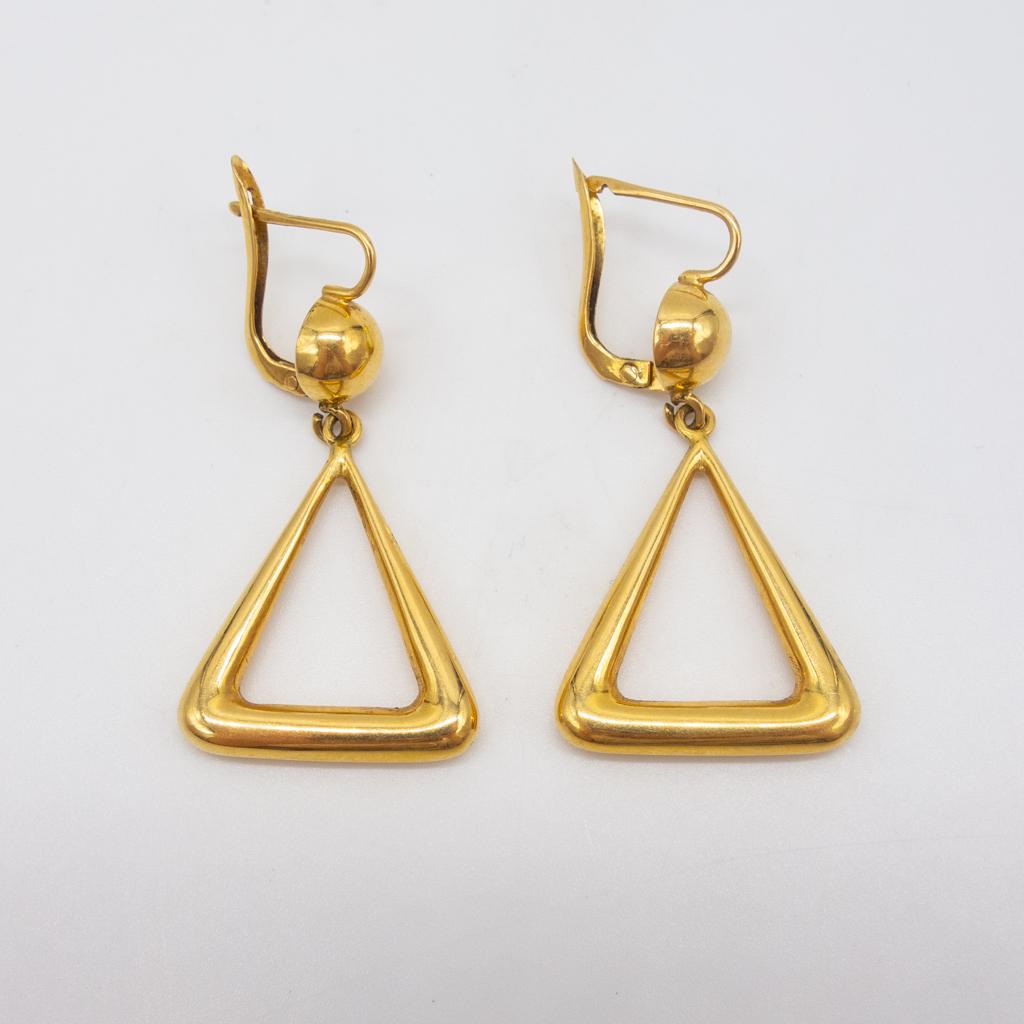 Antique Italian 18K Gold Triangle Dangle Earrings (1 of 3)