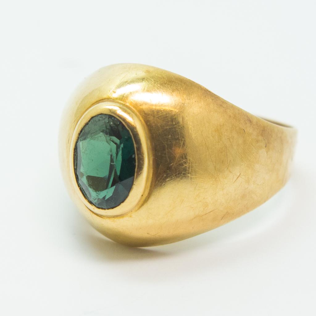 Vintage Sweden 18K Gold Tourmaline Ring Size 5.5 (1 of 4)