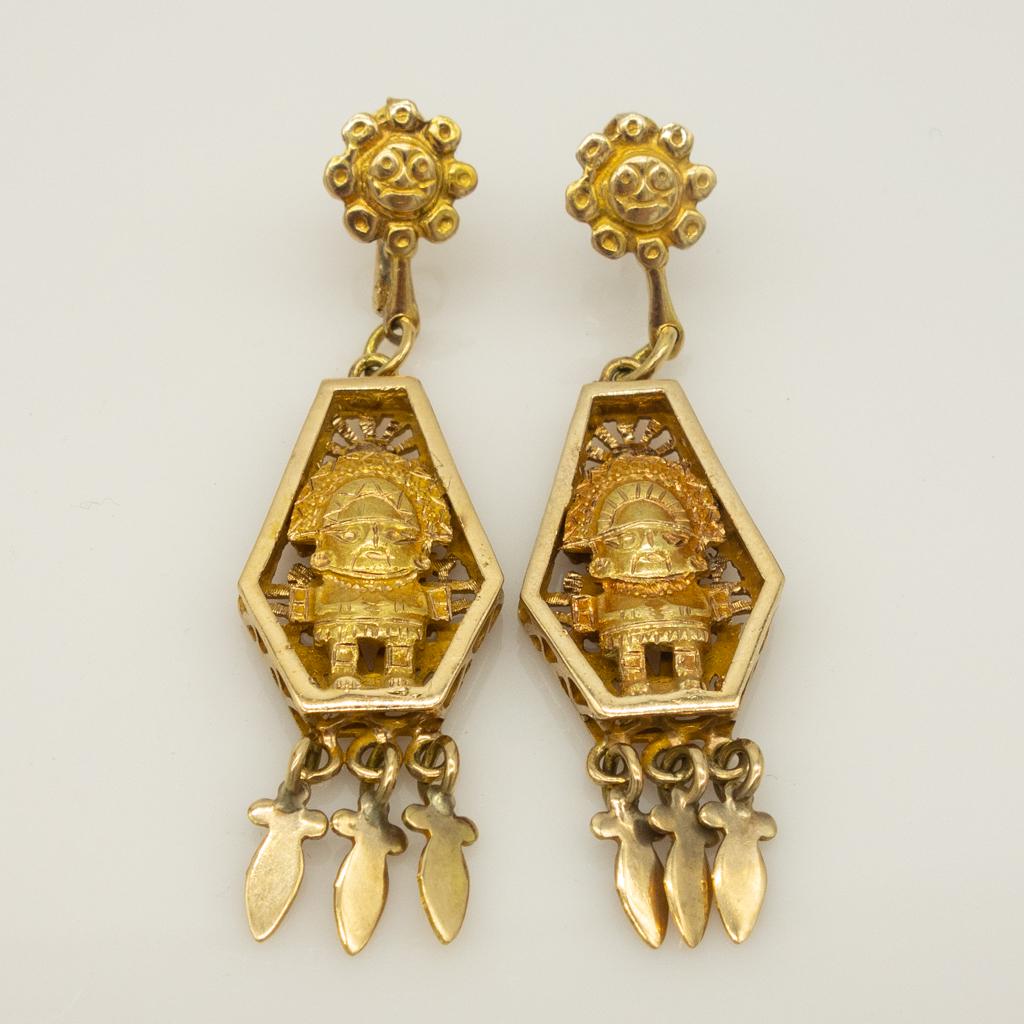 Incan Drop Earrings in 18K Yellow Gold (1 of 3)