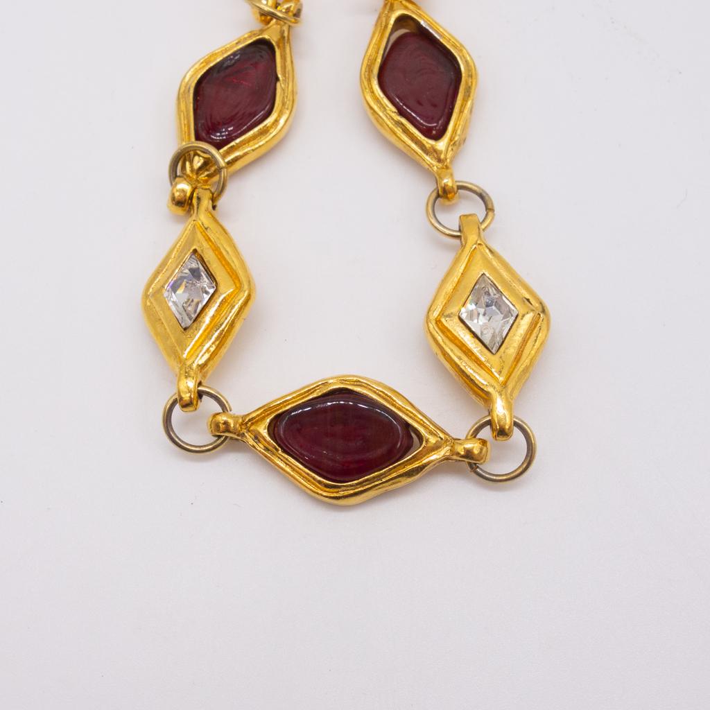 Vintage Chanel France Crystal Red Gripoix 34" Necklace (1 of 4)