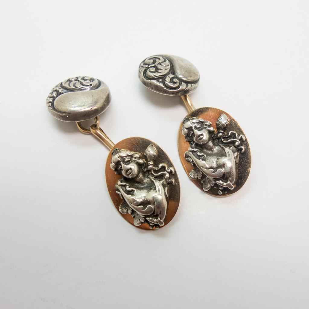 Gold and Silver Antique Art Nouveau Cufflinks (1 of 2)