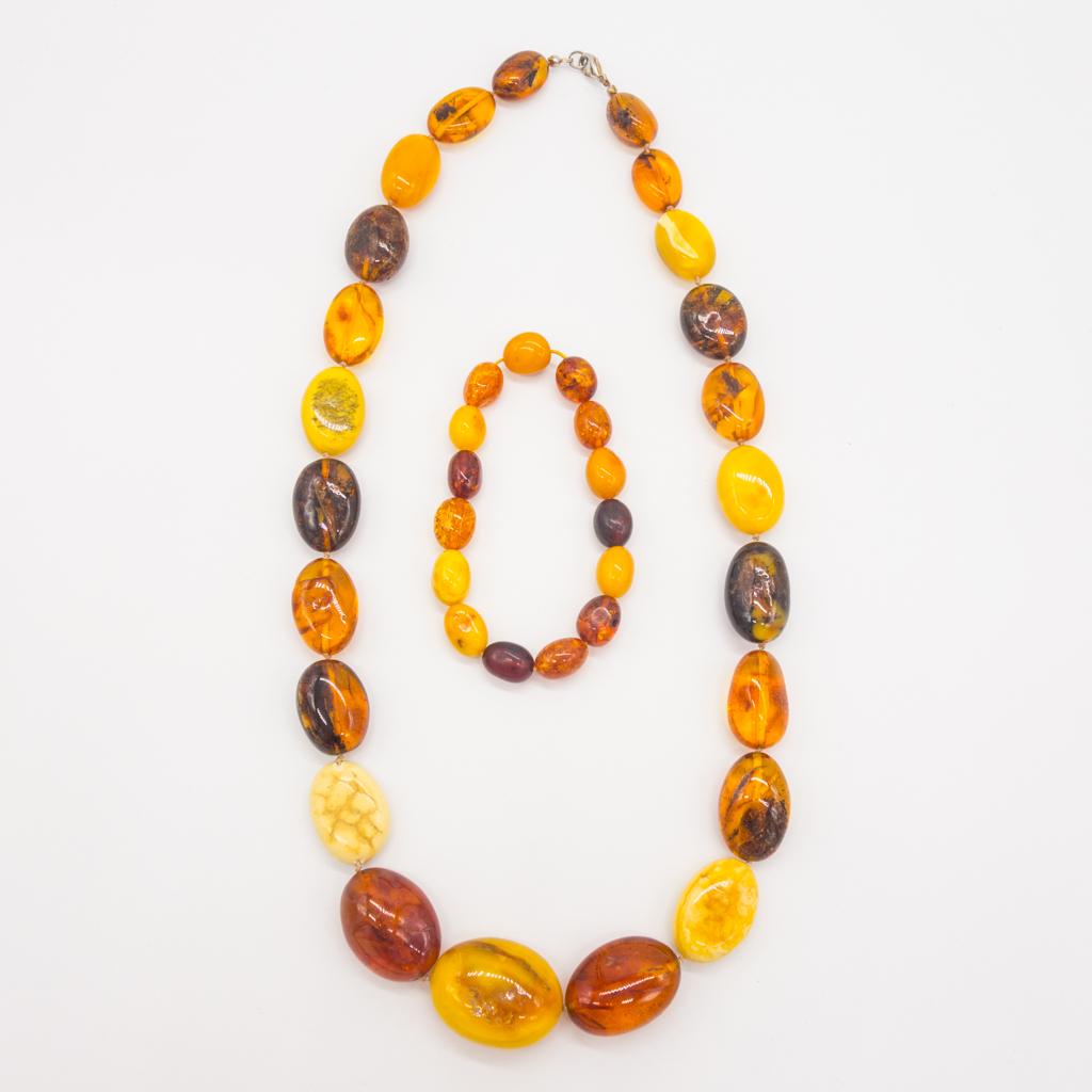 Vintage Baltic Egg Yolk Amber Necklace & Bracelet (1 of 5)