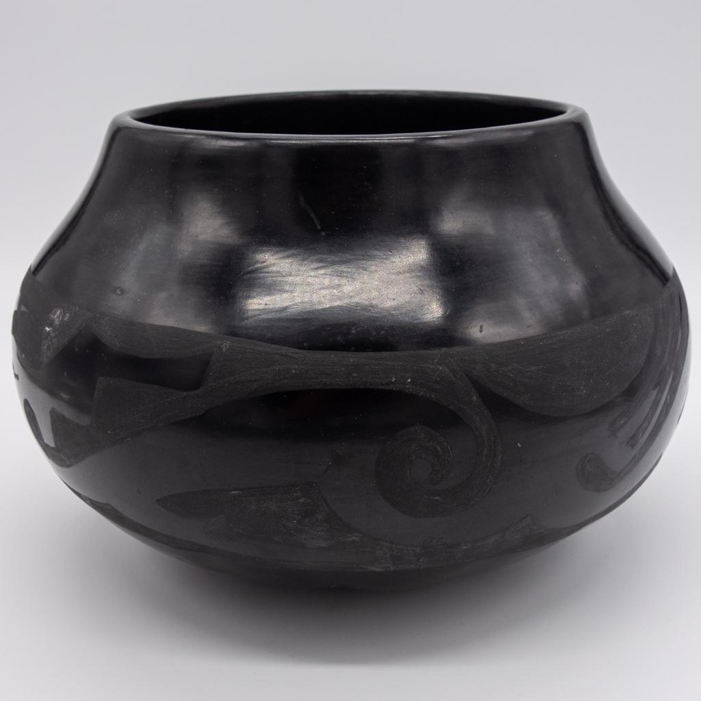 San Ildefonso Awanyu Black on Black Pottery Bowl (1 of 4)