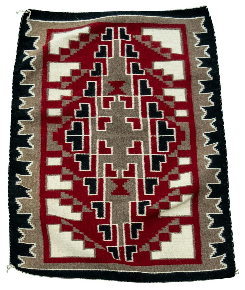 Native American Navajo Ganado Rug 39 x 28": This is a Native American Navajo hand woven Ganado rug. The wool rug features the iconic "Ganado Red" color. 39 x 28"