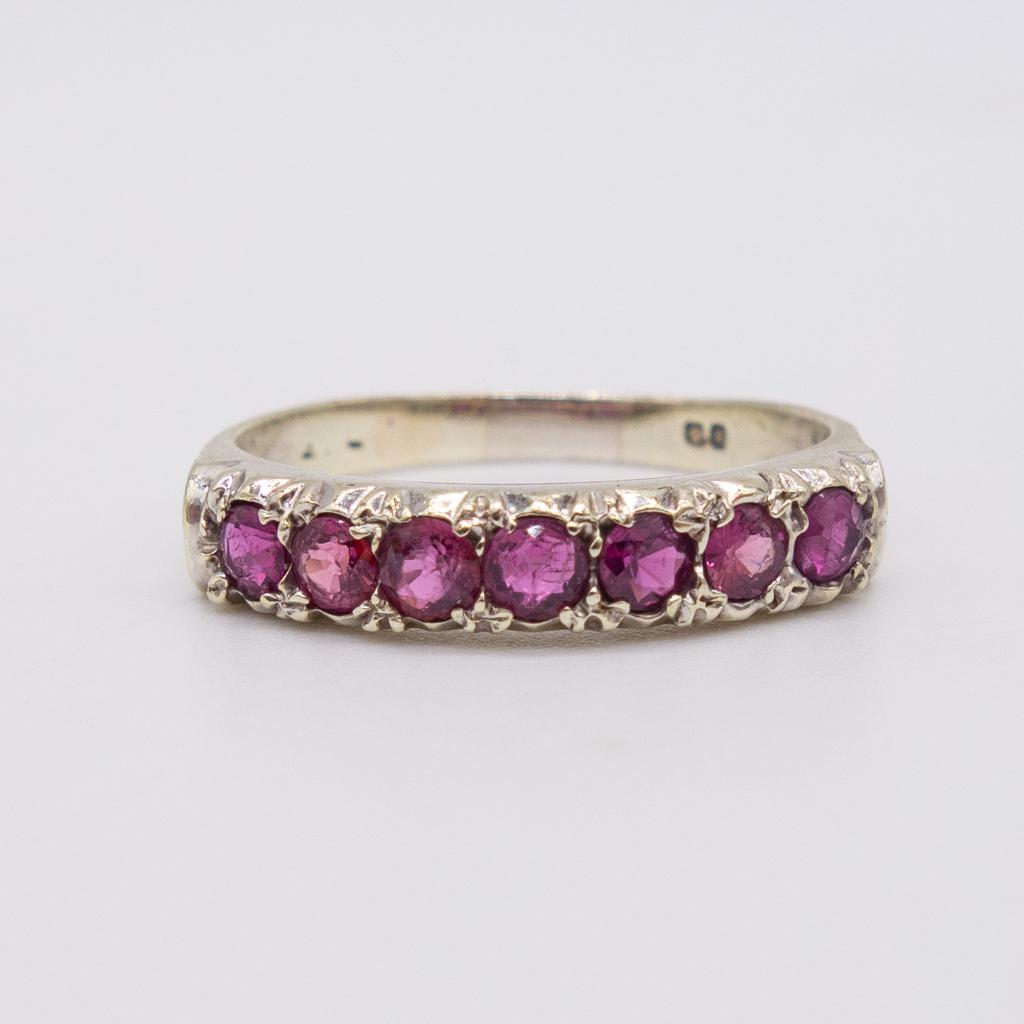 Anglo Raj Indian 15K White Gold Ruby Pink Sapphire Ring (1 of 5)