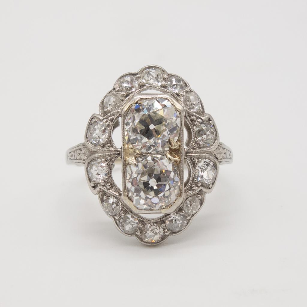 Vintage Platinum and Diamond Ring with Filigree (1 of 5)
