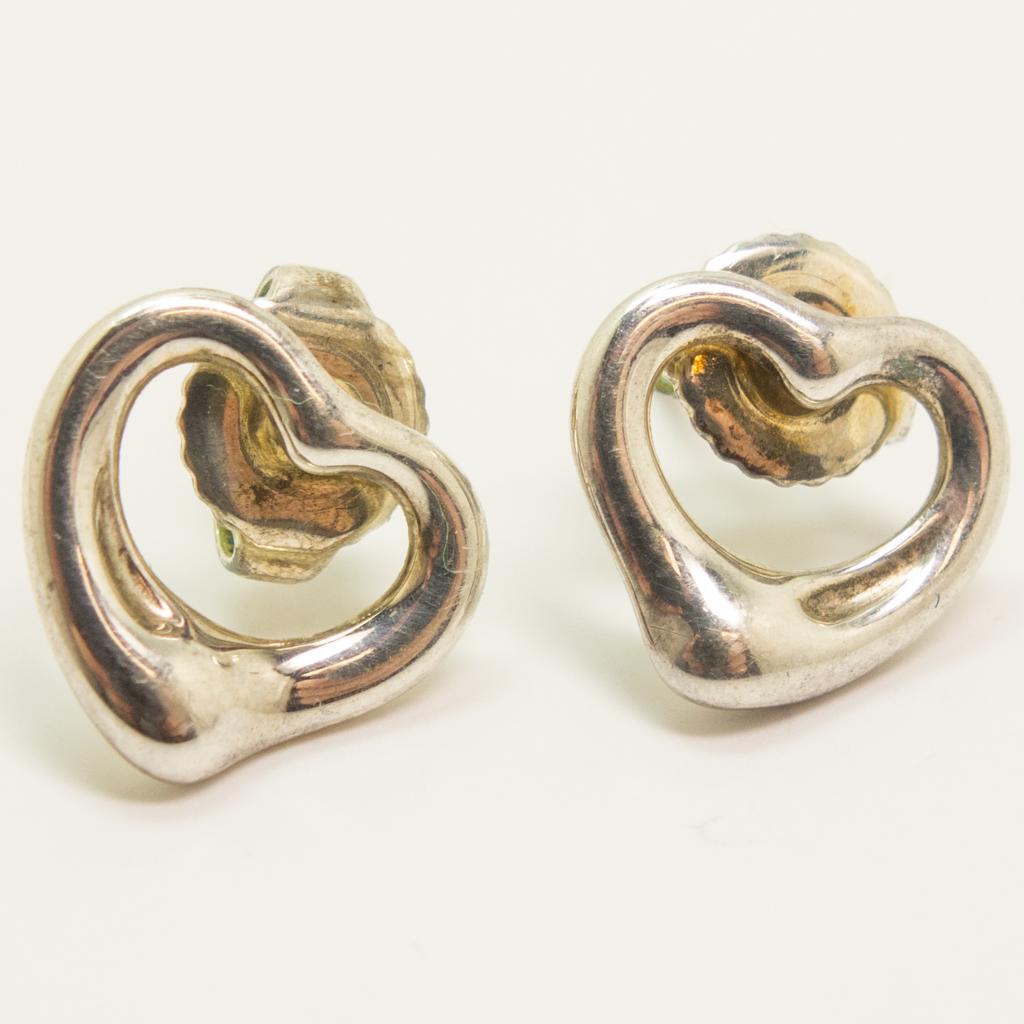 Tiffany 925 Silver Elsa Peretti Open Heart Earrings (1 of 3)