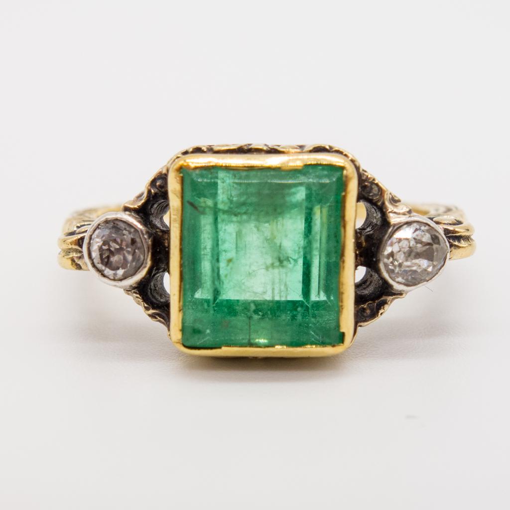 English 18K Emerald Diamond Ring GIA Report (1 of 3)